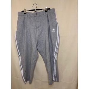 Gray and white fancy adidas sweats